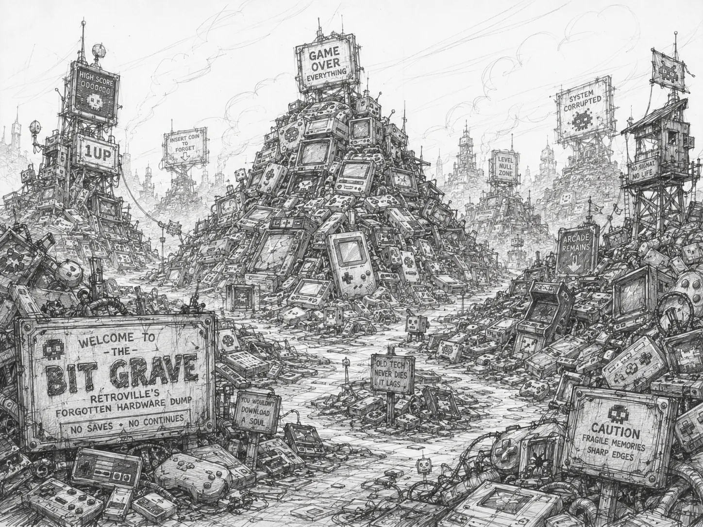Sketch del proceso de diseño de Bit Grave en Retroville