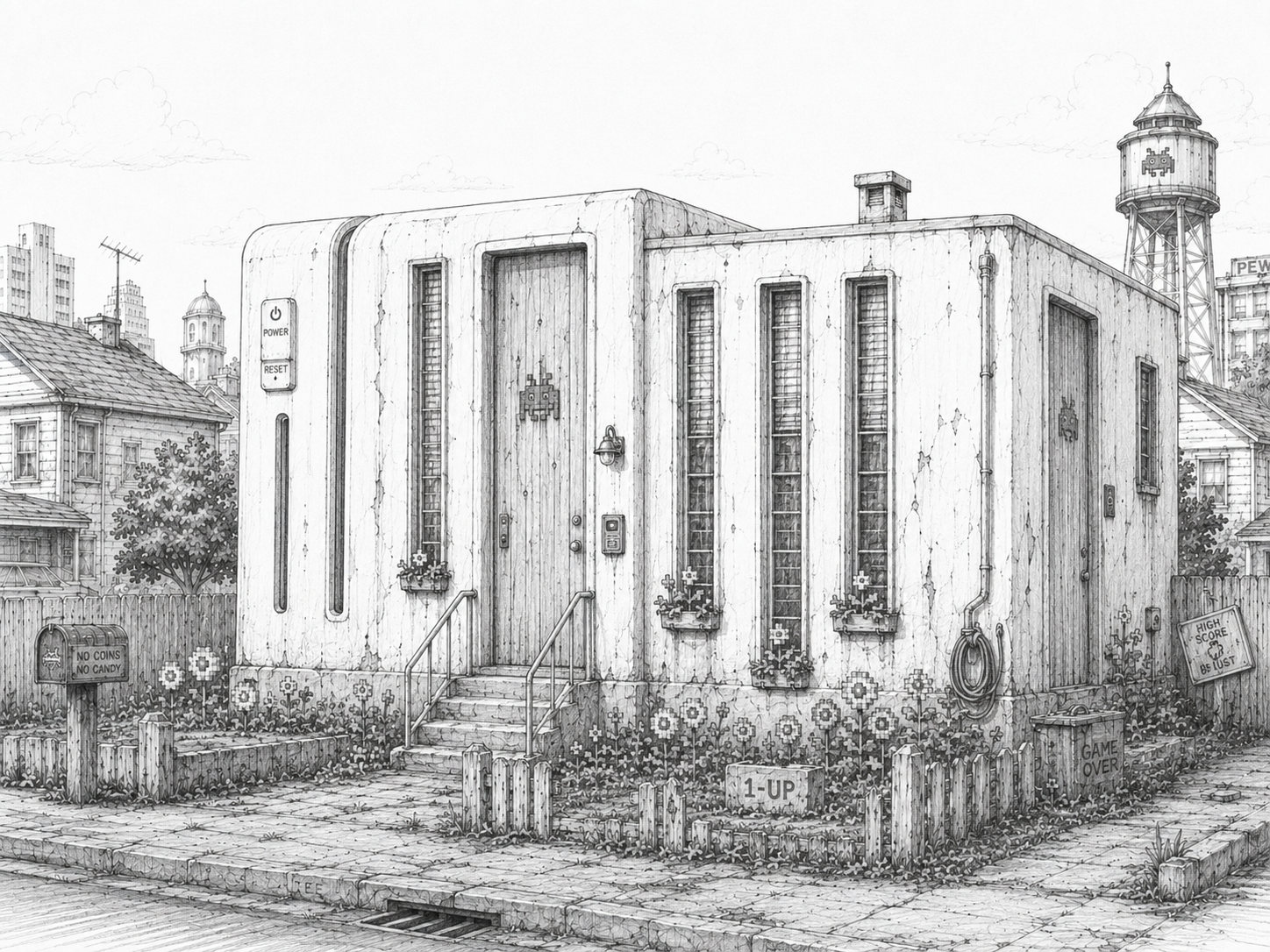 Sketch del proceso de diseño de NOX House en Retroville